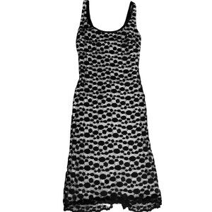 ALEXIA ADMOR Black Lace Midi Dress Nude Lining Sleeveless Cocktail Bodycon S